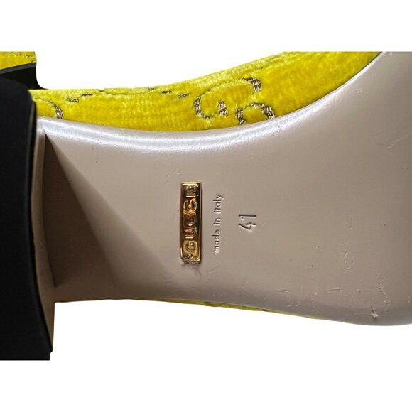 Gucci Yellow Velvet GG Marmont Block Heel Pumps – Size 41 100% Authentic New - Picture 16 of 16